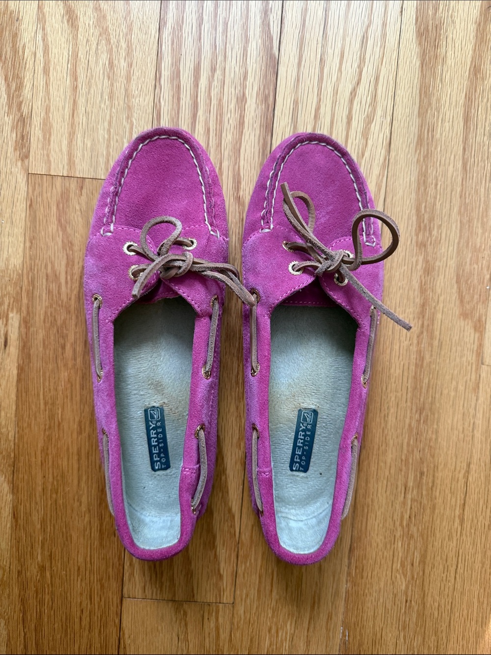 Sperry Fuchsia Suede Moccasin Boat Shoes